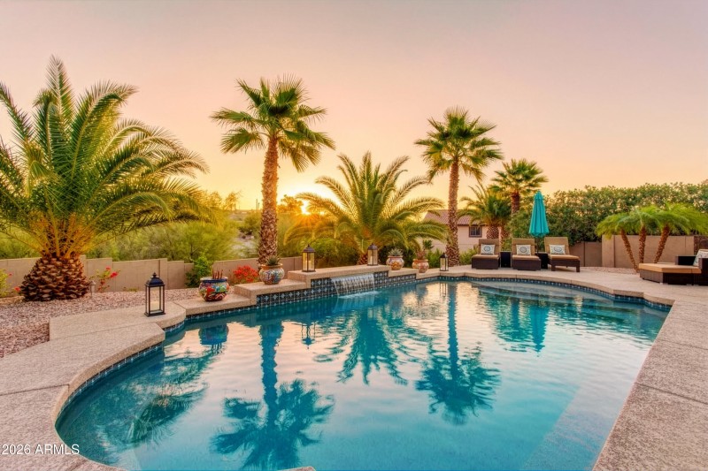 Sunrise over the pool