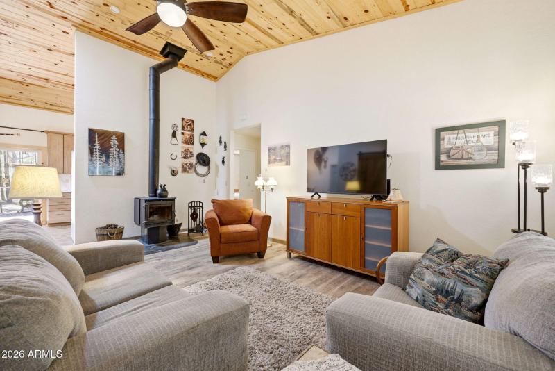 Wood stove in living room