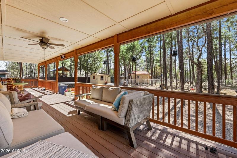 Covered back deck with fan