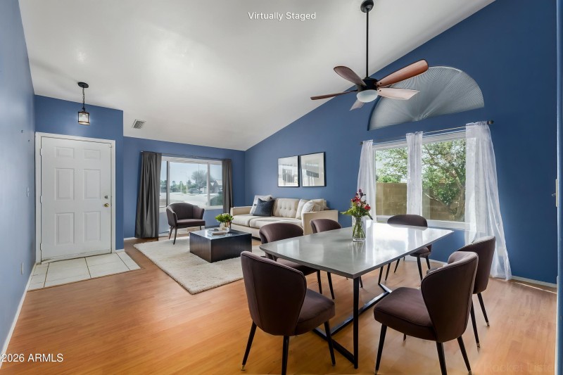 Virtually Staged Living Room - Dining R