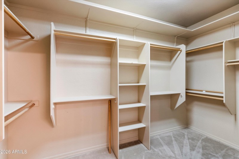 Walk in closet in casita