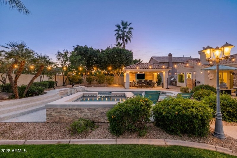 Backyard and Bistro Lighting at Twilight