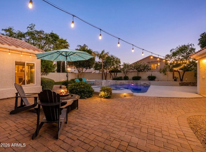 Fire Pit and Seating at Twilight