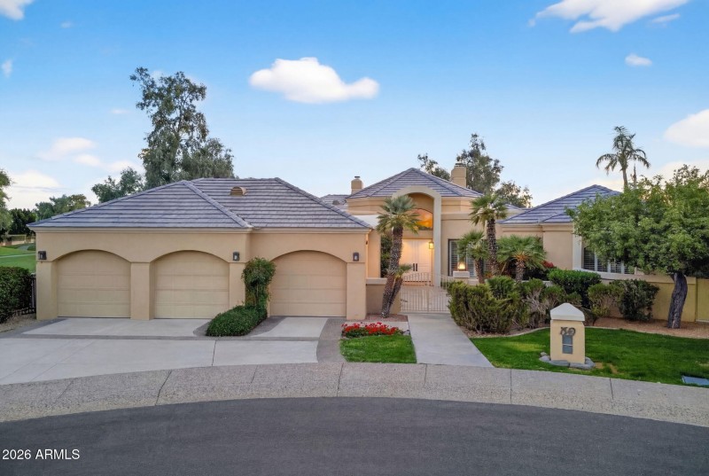 Beautiful front view and 3 car garage