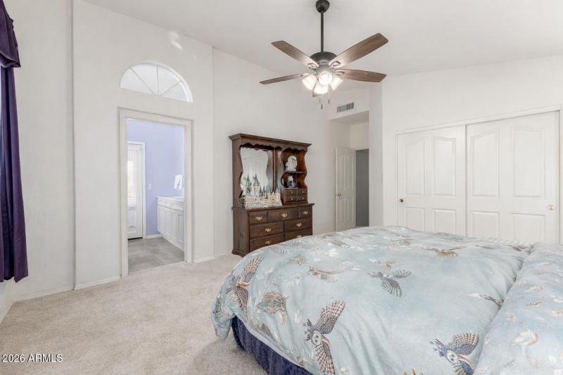 Cozy bedroom with antique features