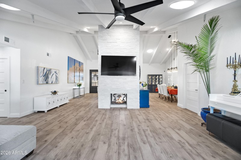 Family room with fireplace