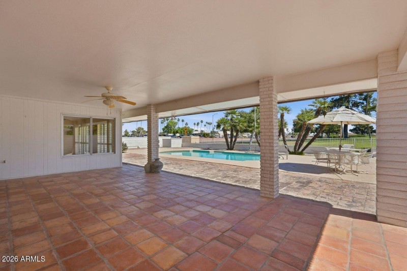 COVERED PATIO OVERLOOKING BACKYARD