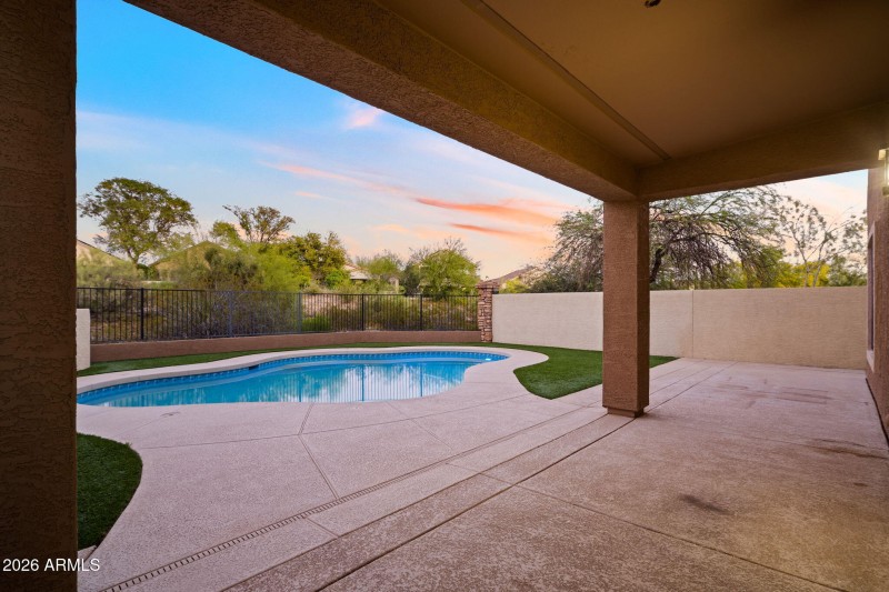 Covered Patio with Pool view