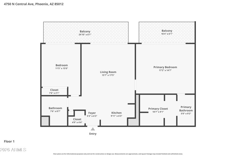 4750 N Central Ave Unit 17S Floor Plan