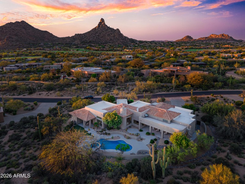 View North to Pinnacle Peak at sunset