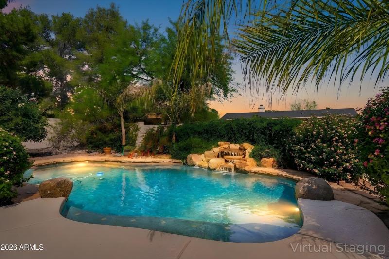 Pool and Water Feature sunset\