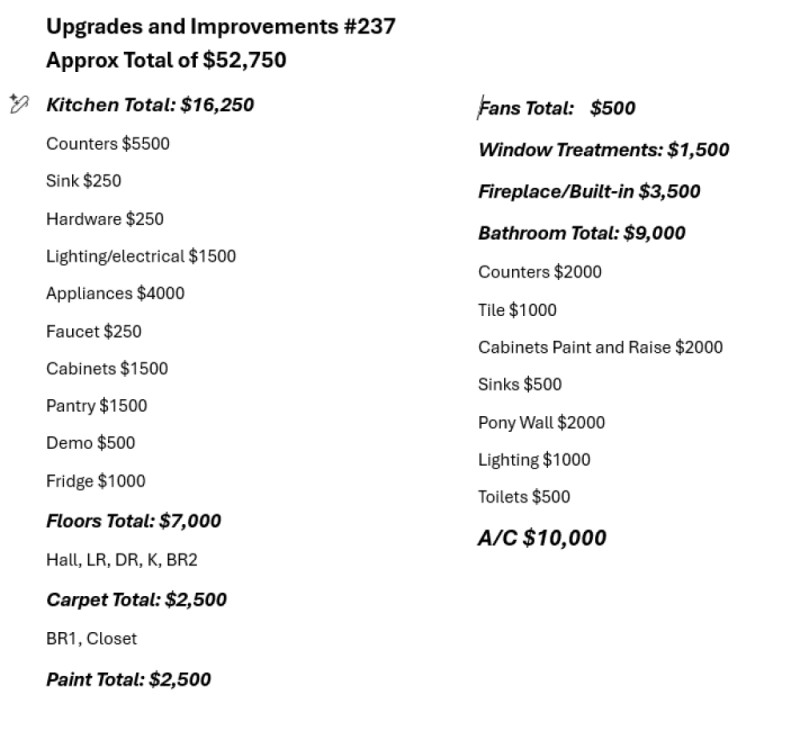 Upgrades and Improvements