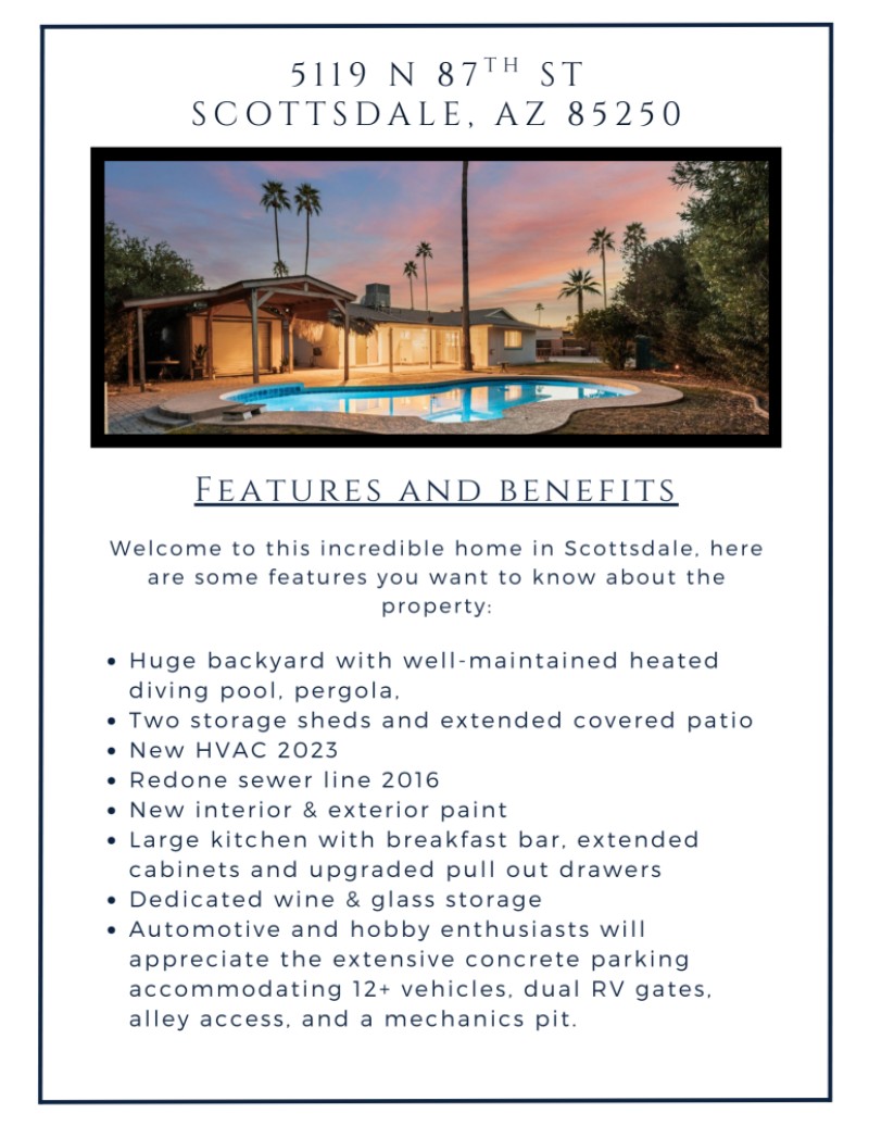 Features & Benefits List