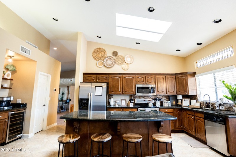 kitchen with skylights