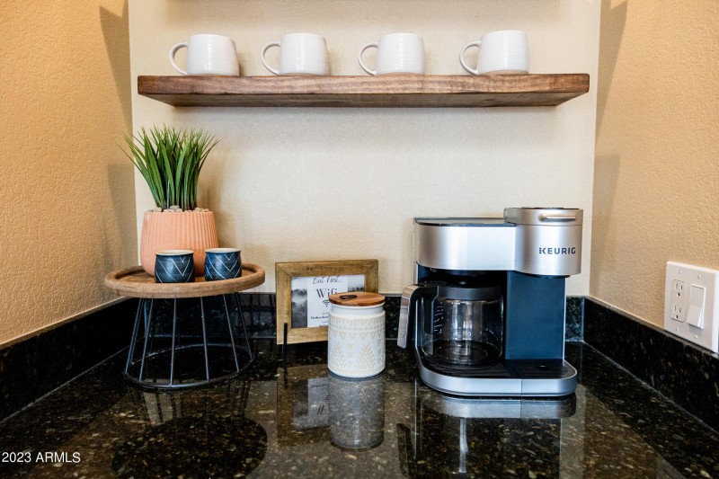 coffee area with keurig