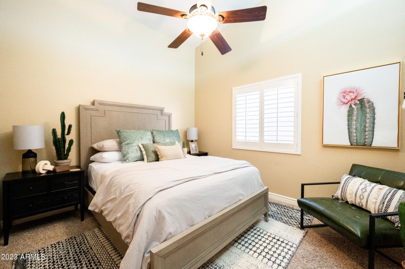 cactus designed room with queen bed