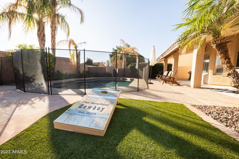 cornhole in backyard
