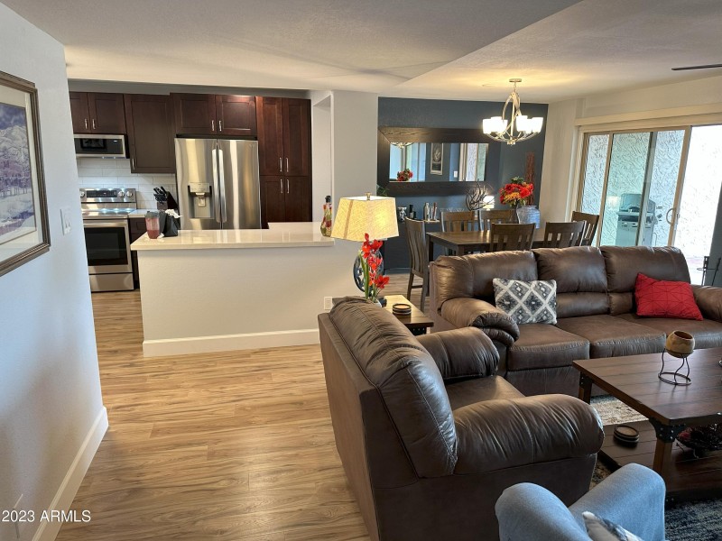 Living, dining, and kitchen