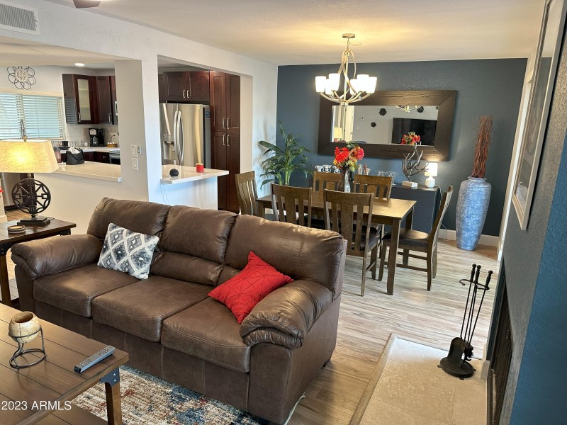 Living room and dining room