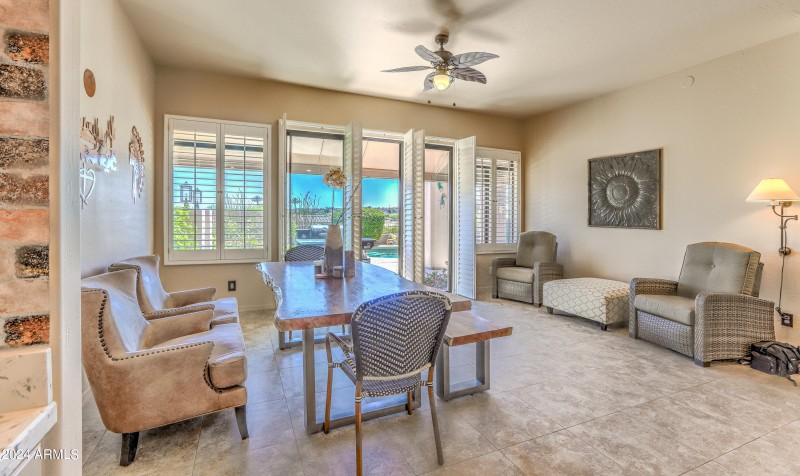 Family room with sliders