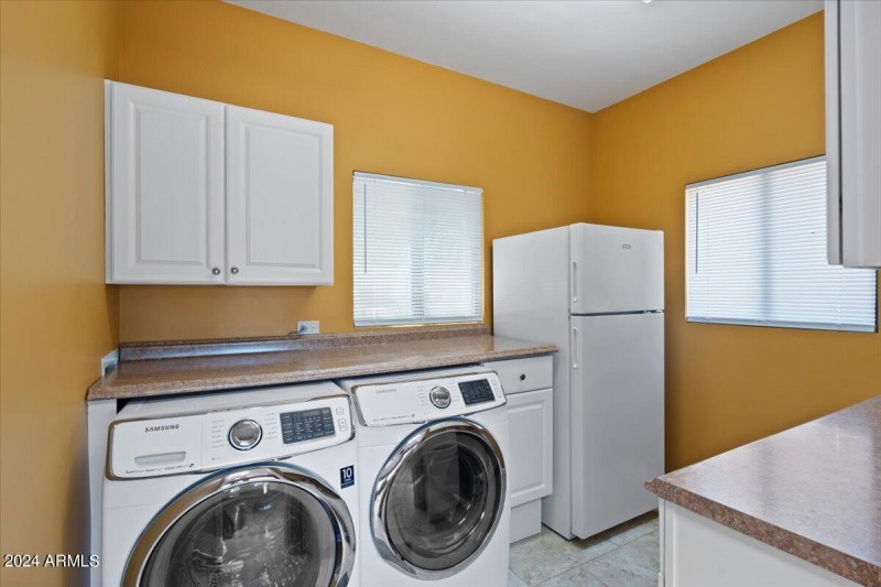 Big Laundry Room With Fridge & Counter