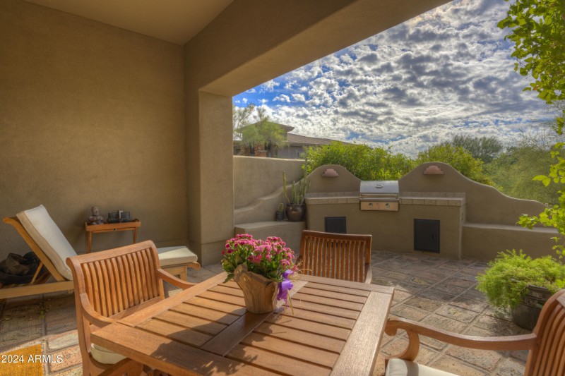 Covered patio for dining and reading