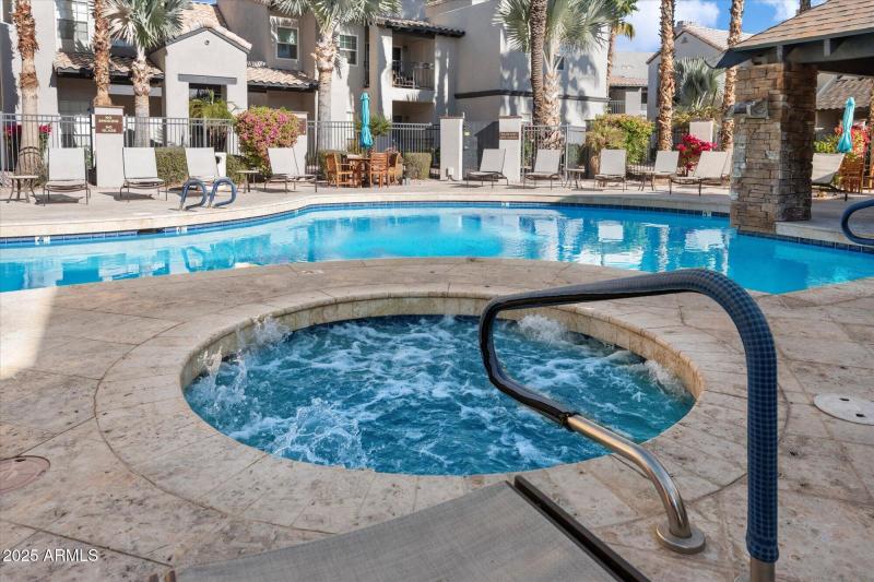 Heated spa at pool