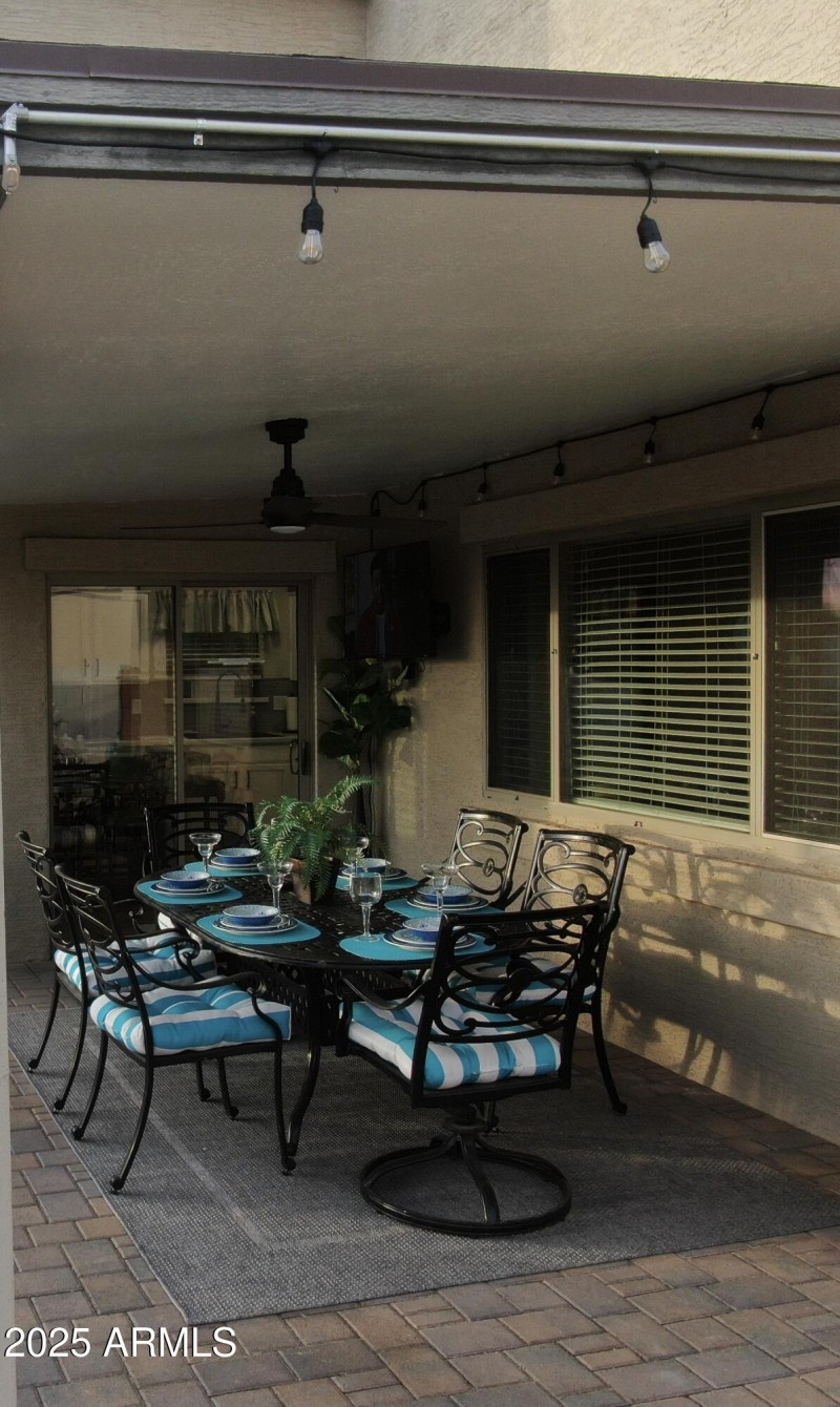 PATIO TV AND MOUNTED ELECTRIC HEATERS