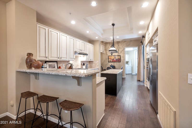 Kitchen with bar seating