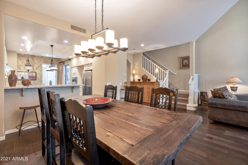 Kitchen, dining and living area