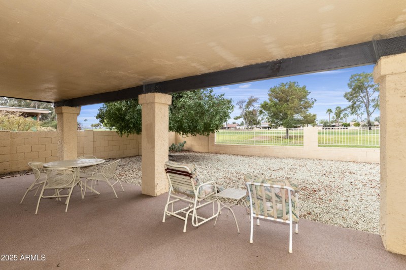 Covered patio view to golf course