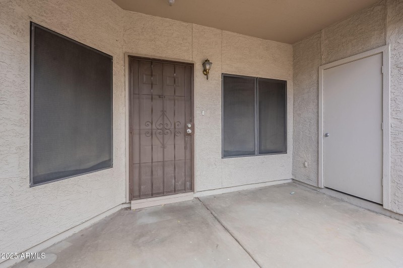 Front door with outdoor storage