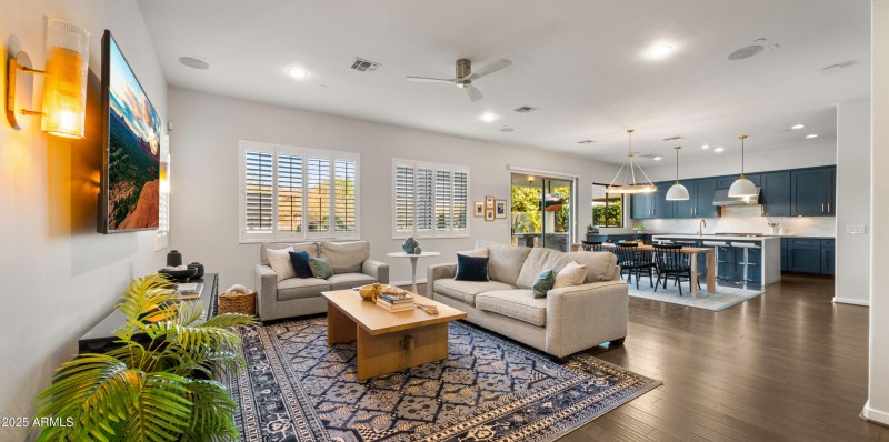 Great Room open to kitchen & Backyard