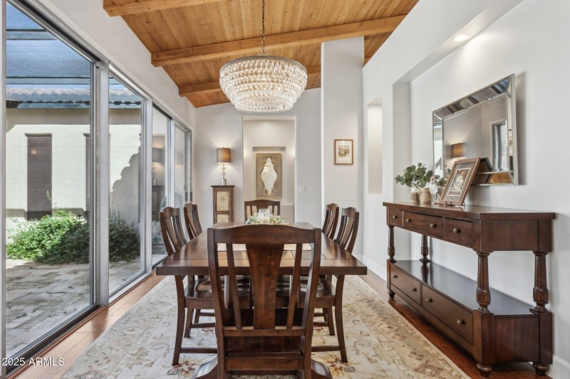 Formal dining to atrium view