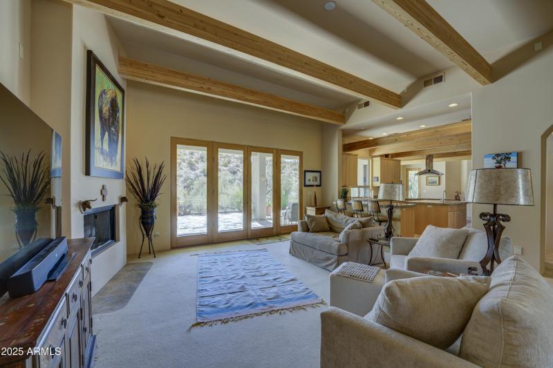 Great room opens to kitchen and patio