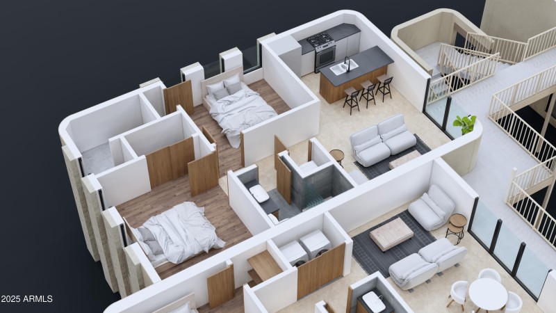 2 bed Rendering
