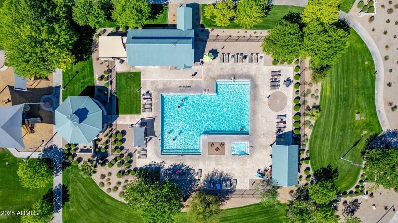 AERIAL VIEW OF COMMUNITY POOL