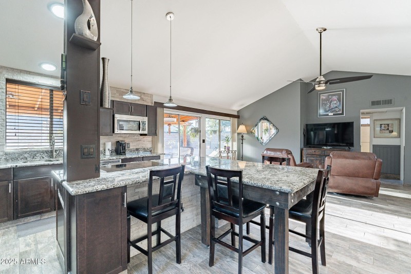 Rolling kitchen granite island