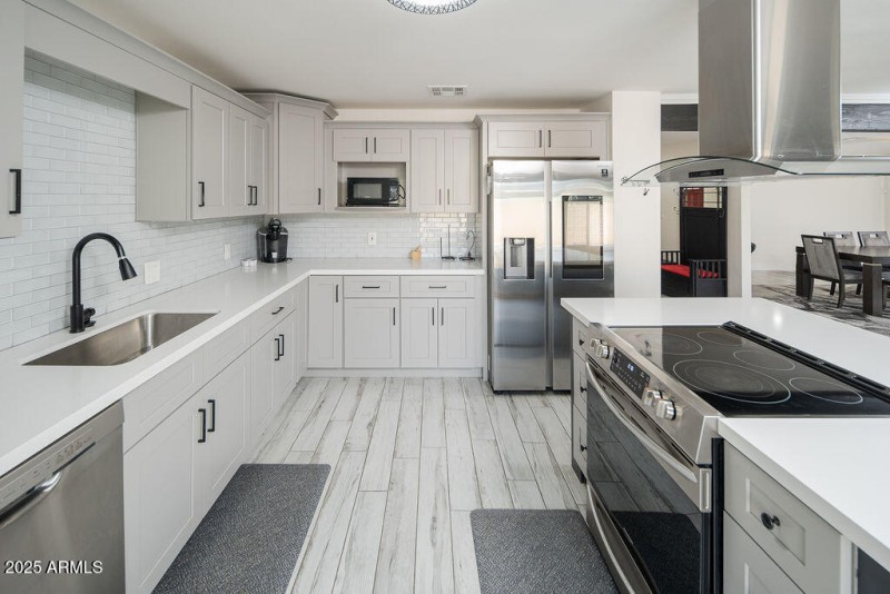 Kitchen from patio sliders