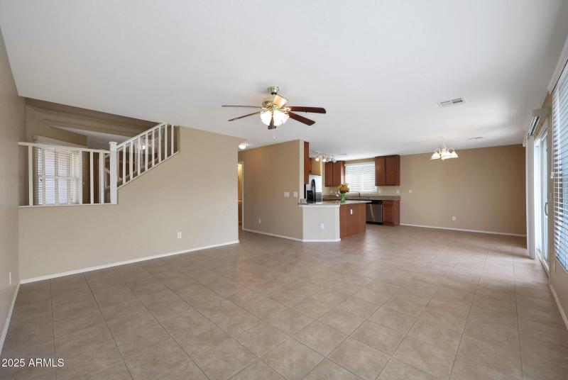 View into Dining area and kitchen