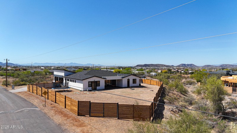 Drone view looking southwest
