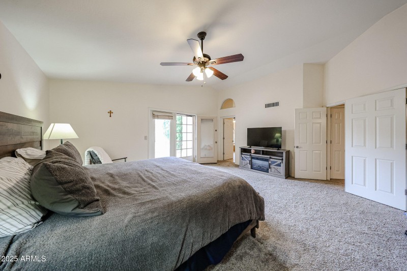 Balcony with french doors in primary bed