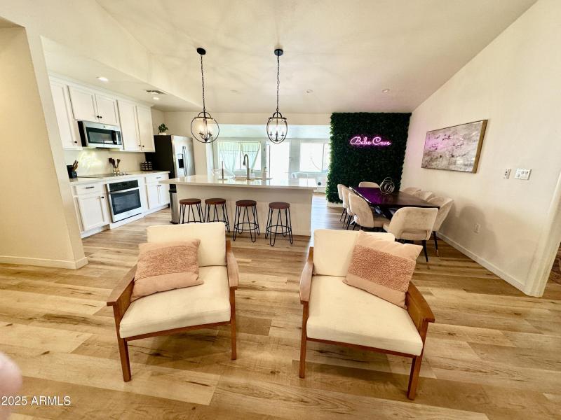 View of great room / kitchen from entry