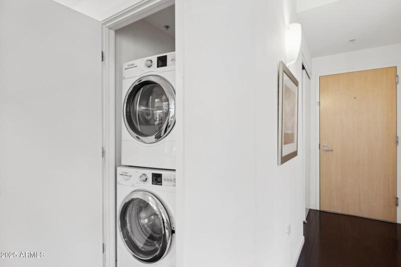 Inside Stacked Laundry