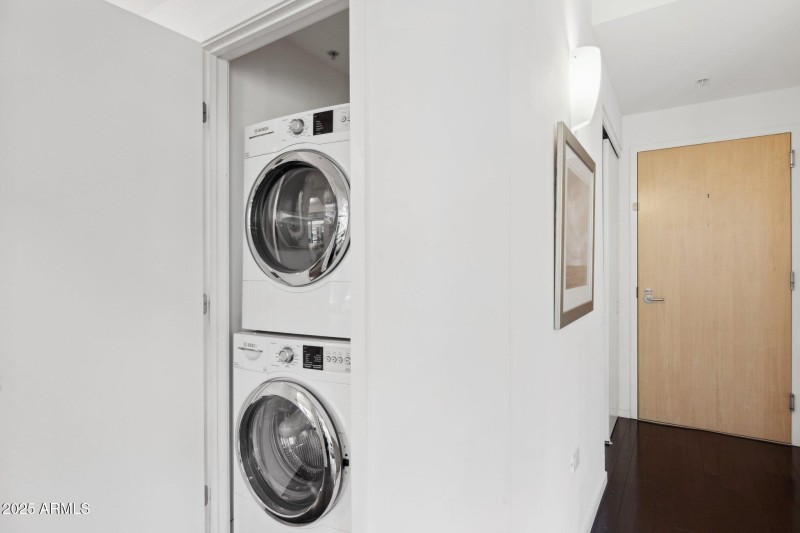 Inside Stacked Laundry