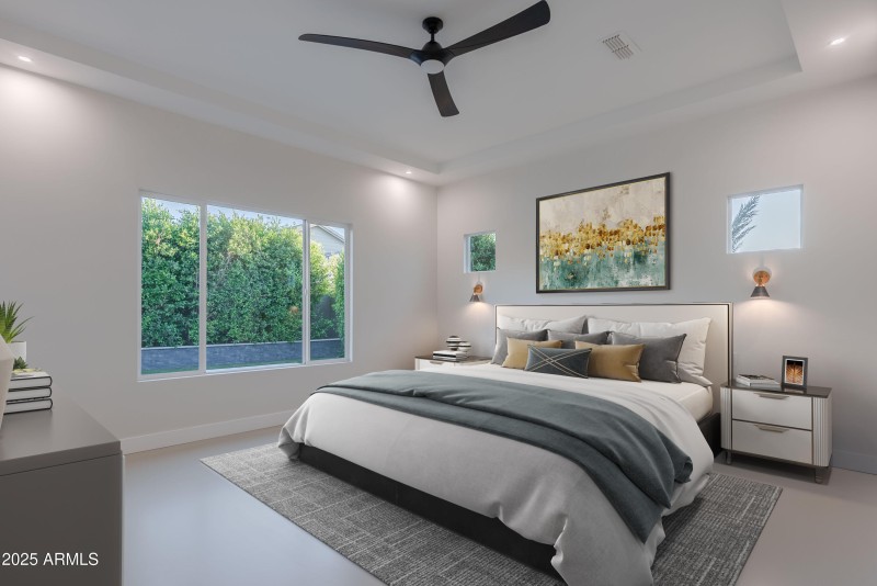 Primary Bedroom tray ceilings, lighting