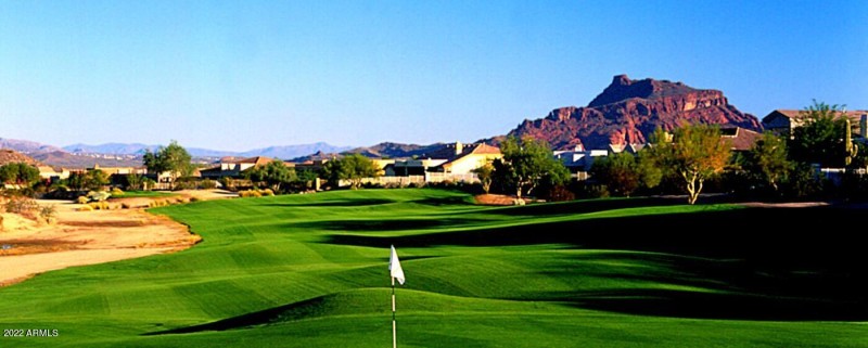 view of red mountain from golf course