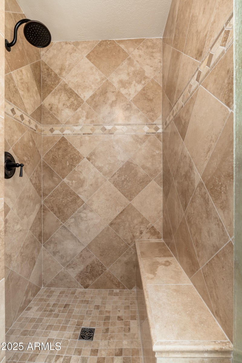 Travertine stone shower