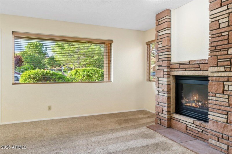 Cozy Stacked “Rock” Fireplace