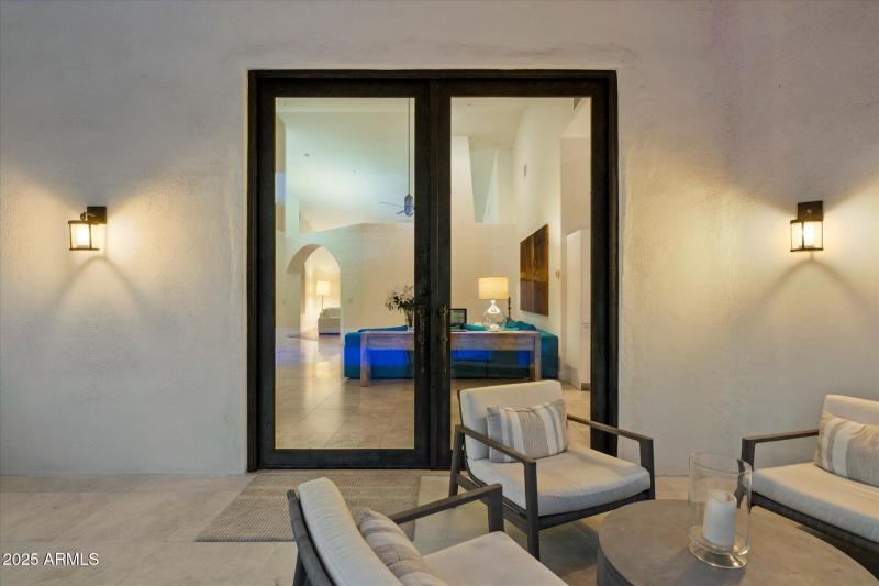 Patio off Family Room with doors closed